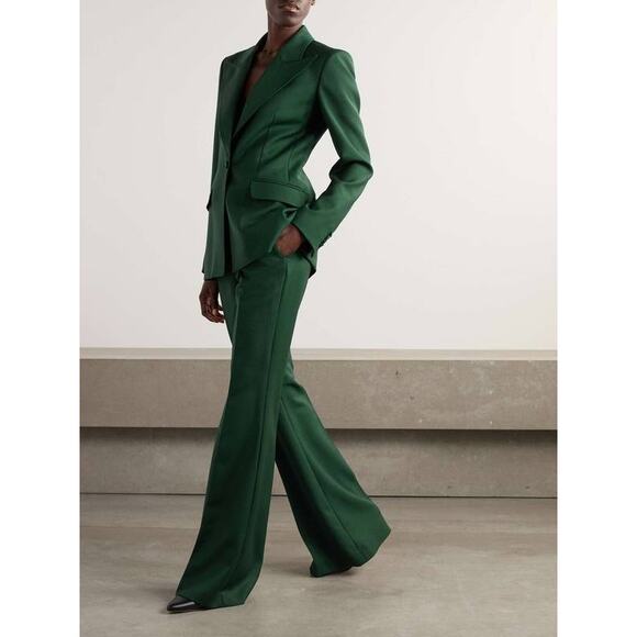 Gabriela Hearst Rhine Flare Leg Pant in Emerald Green IT 44 US 8 - Picture 4 of 5